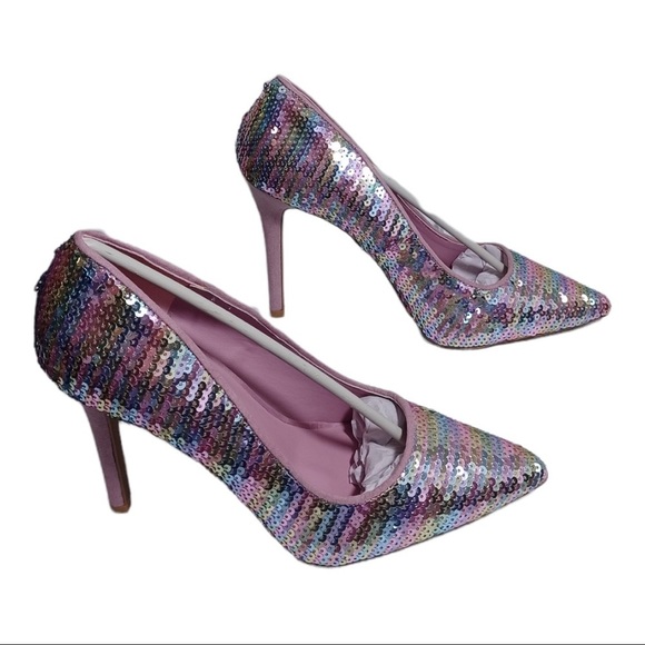 PINK and blue sequin closed toe pumps by Shoe Republic LA various sizes - Picture 6 of 12